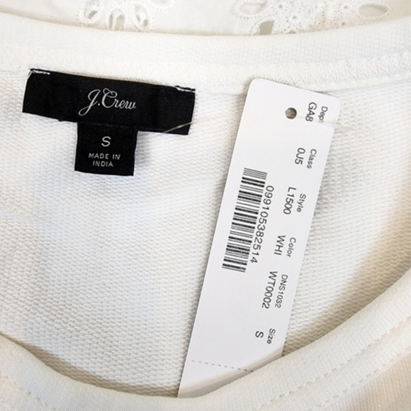 J. Crew White Embellished Boxy Long Sleeve Blouse - Picture 5 of 9